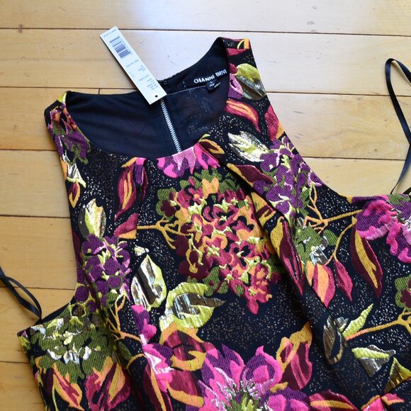Gianni Bini Dress Womens Small Black Pink Floral Jaquard Metallic Size L NWT - Picture 2 of 13